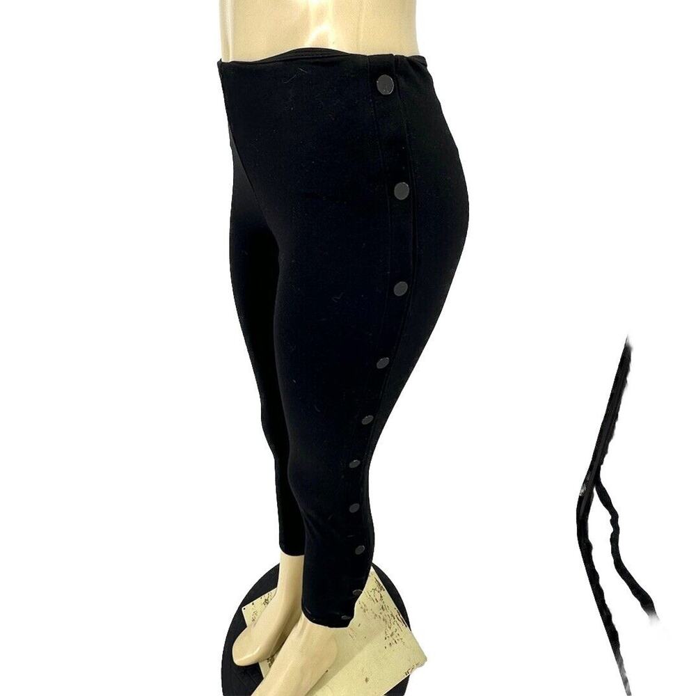 Lysse Small Women Button Side Leggings 24” Inseam Black Pull On Cropped 45-7